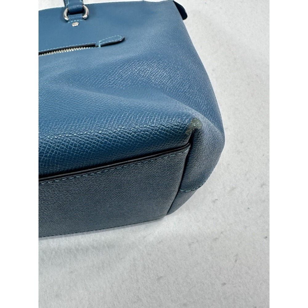 Coach Blue Leather Tote Bag - Classic Shoulder Handbag - Picture 8 of 11